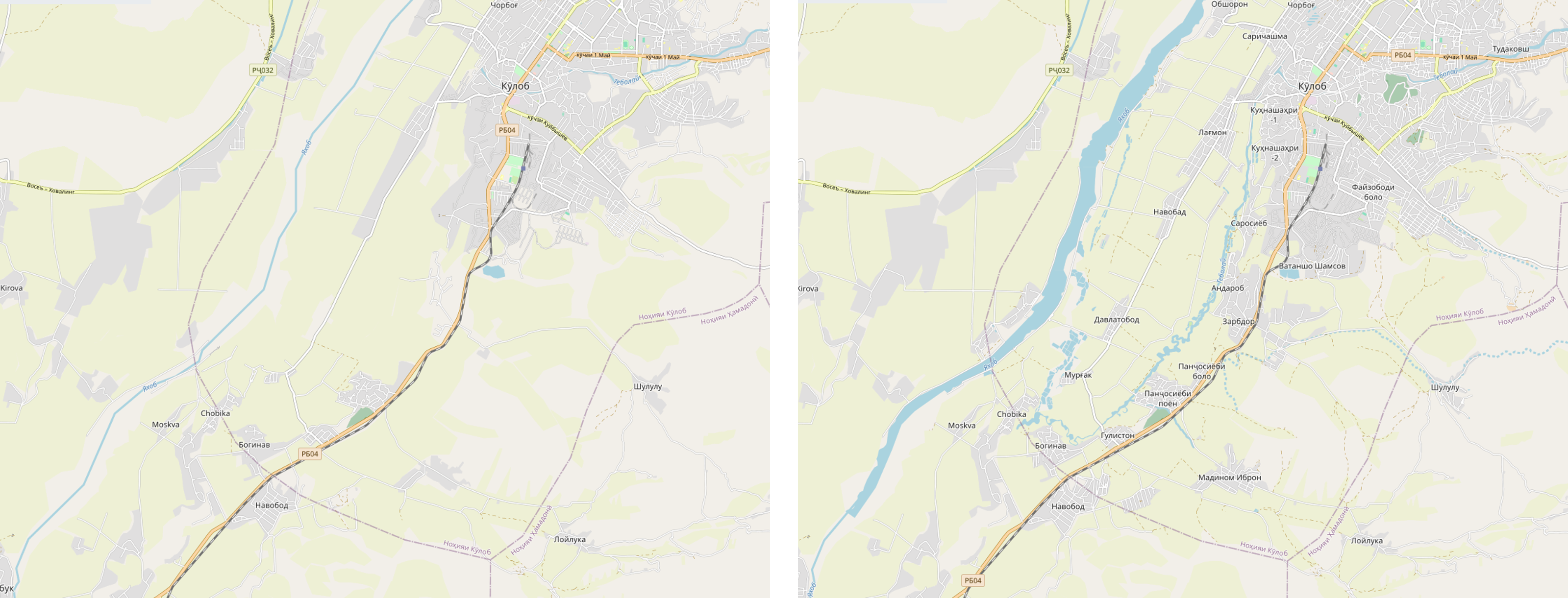 Fig 3 Before and after screenshots that show new data on OSM @OpensStreetMap contributors Fig 3 Before and after screenshots that show new data on OSM @OpensStreetMap contributors